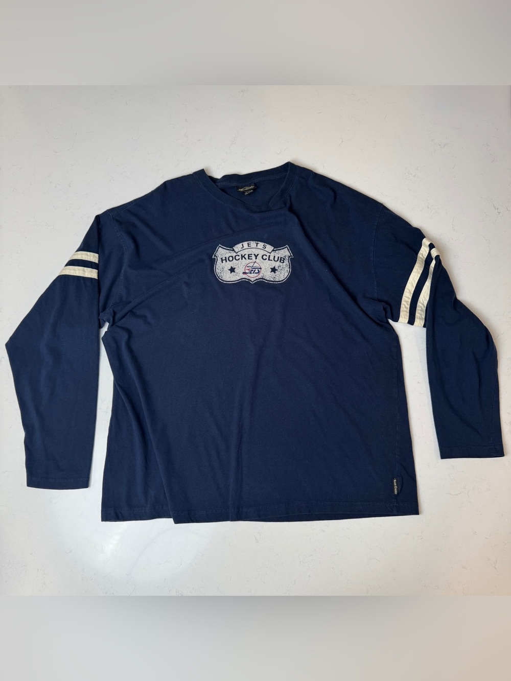 Winnipeg Jets Men's Long Sleeve Navy Hockey Club Tee with Sleeve Stripes